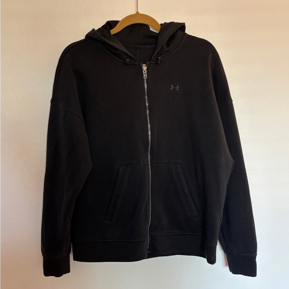 Under Armour Black Zip-Up Hoodie - Size Medium
